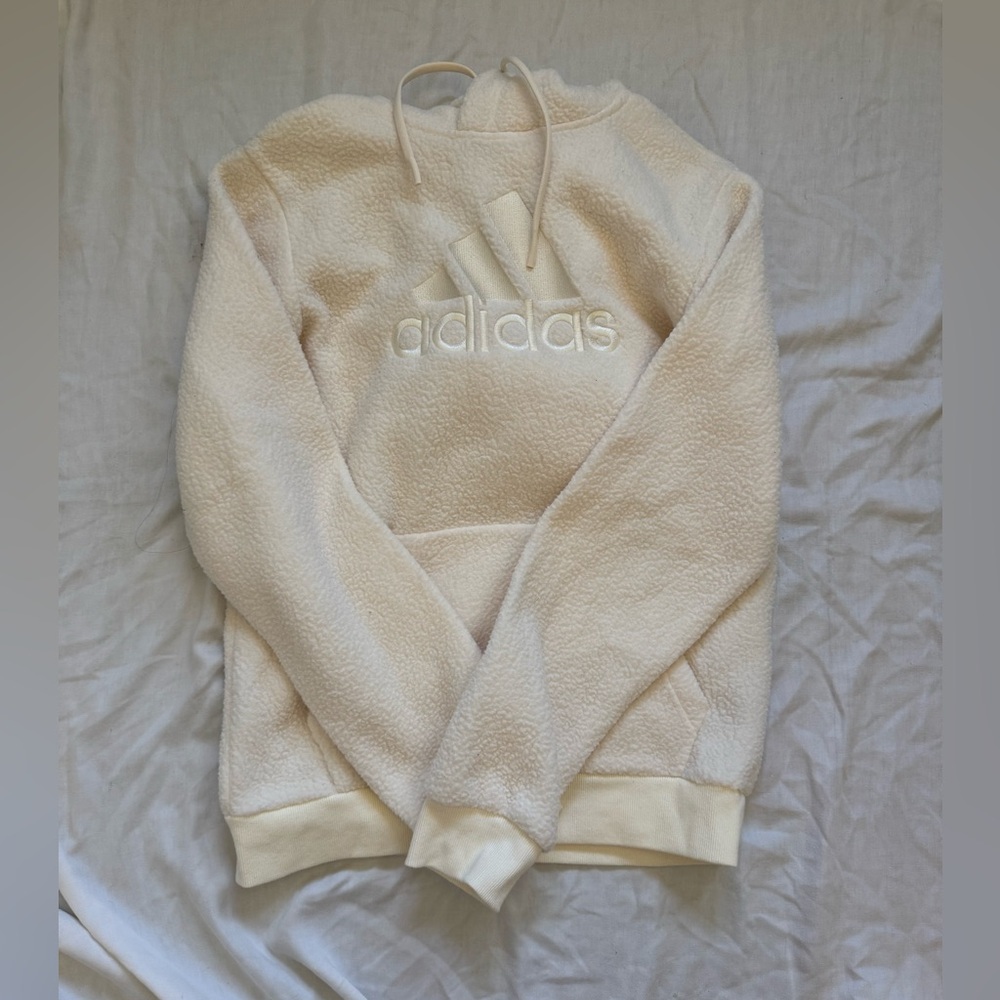 (NEW) Adidas Cream Sherpa Hooded Sweatshirt